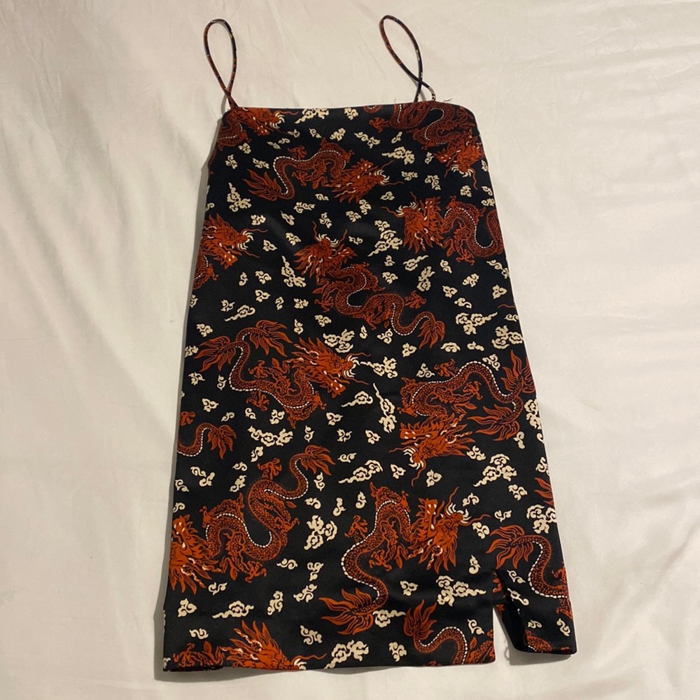 Zara Black and Red Dragon Print Dress